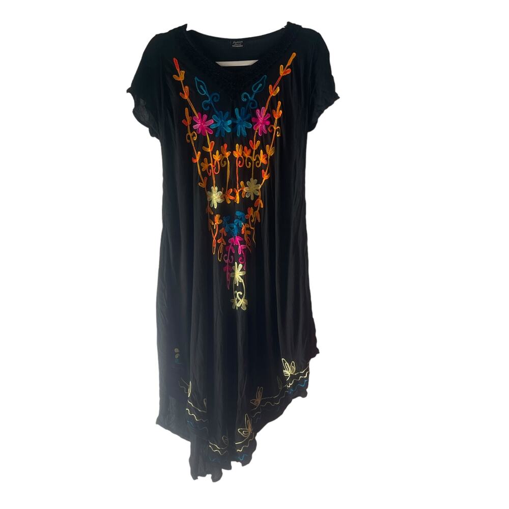 Fashion Force One‎ Size Black Neon Multicolor Floral Swimming Cover Up